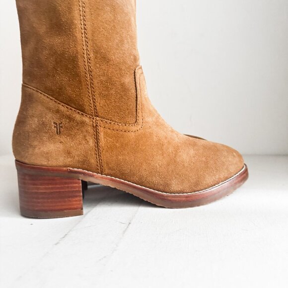 Frye Camryn Tall Pull On Unlined Suede Boots Dune Brown 10 - Picture 5 of 7